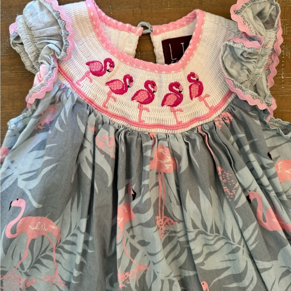 Lil Cactus 24m Smocked Flamingo Dress - Picture 2 of 4